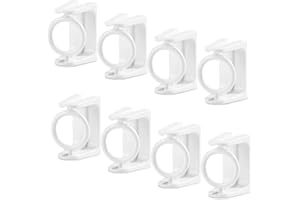 LELE LIFE 8pcs 360° Rotating Ring Curtain Rod Brackets No Drilling, Unlimited Installation Angle, Self Adhesive Tension Rod Curtain Rod Holders, Curtain Rod Hooks Hangers, White