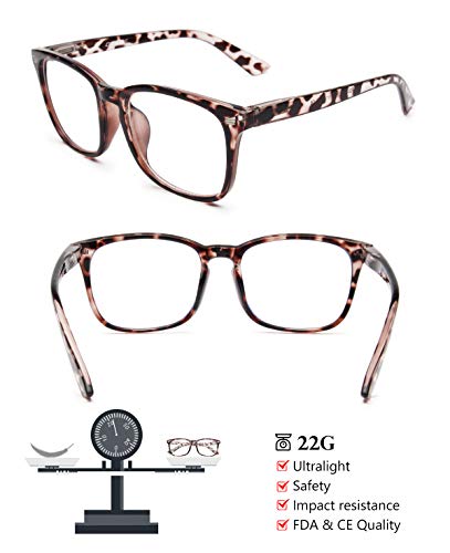 GAOYE Blue Light Blocking Glasses for Women Men,Spring Hinge Lightweight Computer Eyeglasses Anti UV Filter Lens - GYC8082 (Leopard-Tortoise/Transparent Lens)