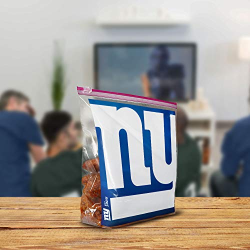 ZIPLOC SLIDER STORAGE GALLON BAG, GREAT FOR GRAB-AND-GO SNACKING, TAILGATING OR HOMEGATING, 20 COUNT- NFL NEW YORK GIANTS