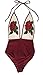 Dellytop Women Sexy Plunge One Piece Swimsuit Retro Floral Sheer Swimsuit Bathing Suit