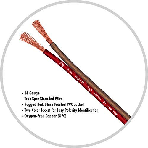 InstallGear 14 Gauge Wire AWG Speaker Wire (100ft Red/Black