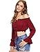 Floerns Women's Off Shoulder Long Sleeve Crop Top Blouse Tee