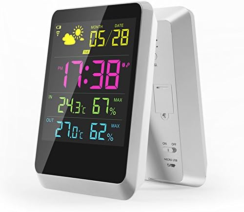 Digital Alarm Clock, Wireless weather station with Large Night Lighting LCD Screen, Weather Monitor Table Clock Indoor/Outdoor with Temperature/Humidity Forecast