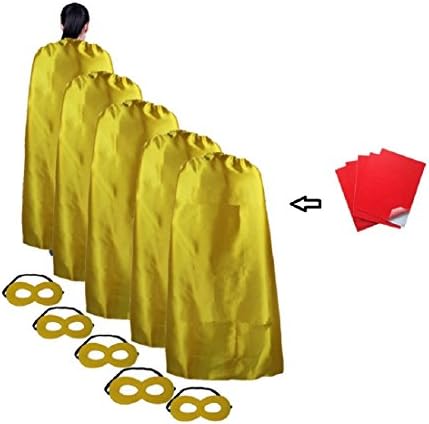 Ranavy Superhero Capes For Adult -Hallowean Party Dress Up Lot of 5 Plain 55"(Yellow)