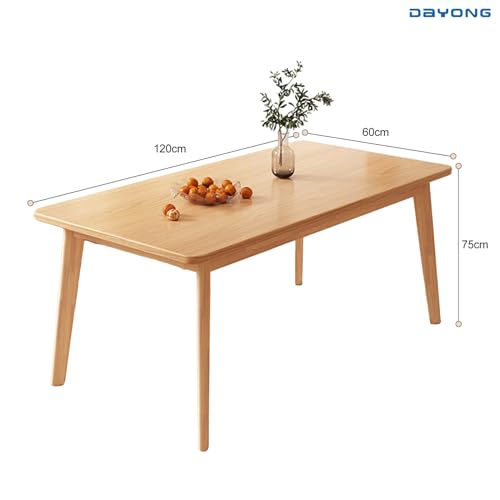 DAYONG Wood Dining Table,Kitchen Dinner Table with Soild Wooden Legs, Modern Rectangle Table for Home Study Office Restaurant Party(Wood, 120 * 60 * 75CM)