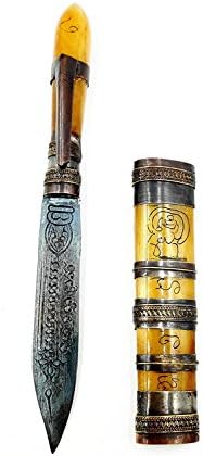 Antique magical carry in poket (Meed mhor) knife Lp' derm wat nhong pho life protection with holy cloth