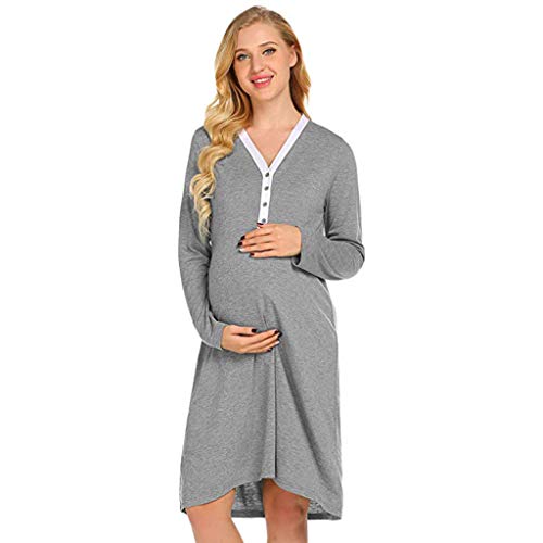 SO-buts Women Maternity Casual Nursing Robe Delivery Nightgowns Hospital Breastfeeding Gown Dress