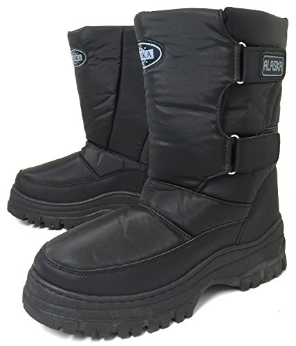 VK-3100CS Men's Snow Boots Winter Boots Cold Weather Water Repellent Nylon Ski Warm Fur Lined Snow Shoes, Black (9 D(M) US, Black) - Thumbnail 2