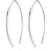 SLUYNZ Solid 925 Sterling Silver Bar Dangle Earrings for Women Teens Dangle Earrings Wire Threader Earrings Open Hoop Earrings