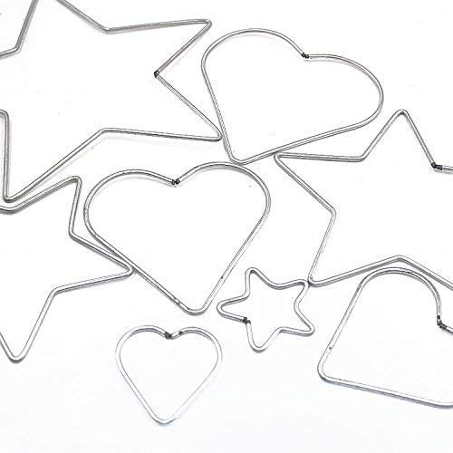 Grekywin DIY Craft Accessory Metal Star Heart Shaped Ring Hoop forDream Catcher and Crafts, 8 Pcs