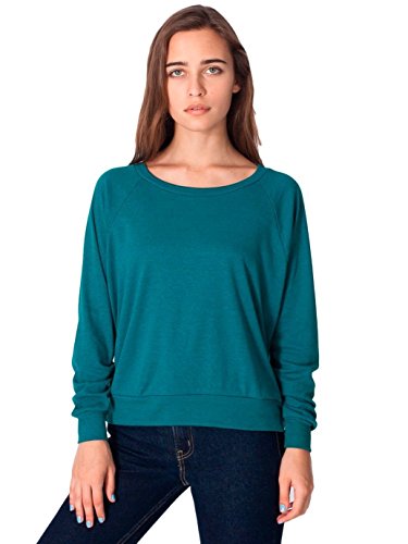 American Apparel Tri-Blend Light Weight Raglan Pullover - Tri-Evergreen - Large