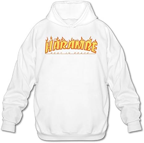 Harambe Rip Fire Men's Fleece Hoodie Adult Sweater White XL