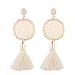 Solememo 7 Colors Handmade Bohemian Tassel Earrings Vintage Ethnic Jewelry Earrings (White)