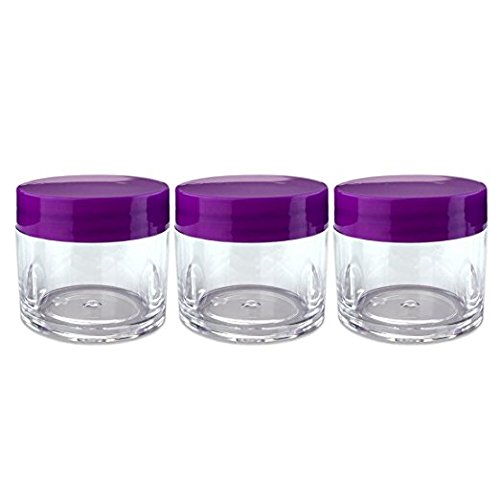 (Quantity: 12 Pieces) Beauticom 30G/30ML (1 Oz) Round Clear Jars with PURPLE Flat Top Lids for Beads, Gems, Glitter, Charms, Small Arts and Crafts - BPA Free