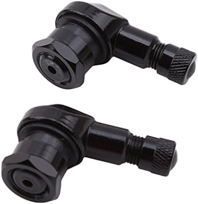 SEVENHOPE 2Pcs/set 90 Degree Angle Tyre Metal Valve Adapter for Car Truck Motorcycle Bike Scooter, 11.3mm Black