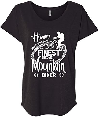 Humans are Born Equal T Shirt, Become A Mountain Biker T Shirt - Ladies' Triblend (M, Black)