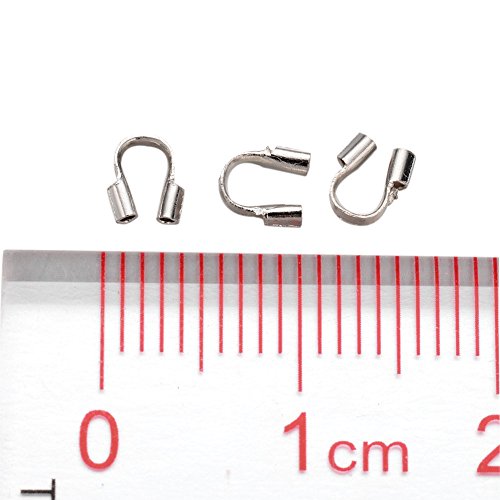 Beadthoven 100pcs Brass Wire Guardian Wire Cable Protectors, Platinum Color, Nickel Free, 4x5x1mm