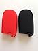 Protective Fob Skin Key Case Cover Jacket Key Protector Fob for JEEP FIAT DODGE CHRYSLER Smart Remote Key Case (One Black and One red)