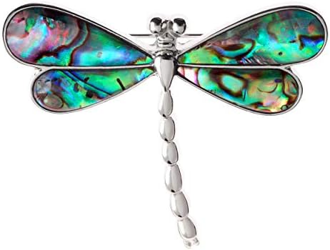 Womens Dragonfly Brooch inlaid with Sustainably Sourced Abalone Shell with Gift Box