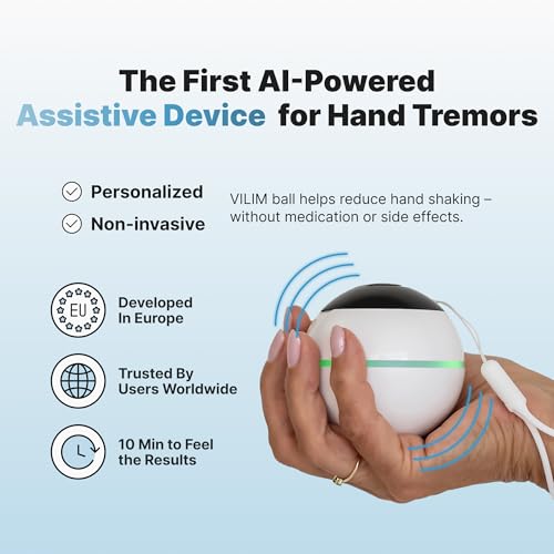 VILIM ball AI-Powered Vibration Therapy Ball for Hand Tremors | For Essential Tremor & Parkinson's, Personalized Tremor Relief, Hand Therapy, Scientifically Backed, Portable & Rechargeable