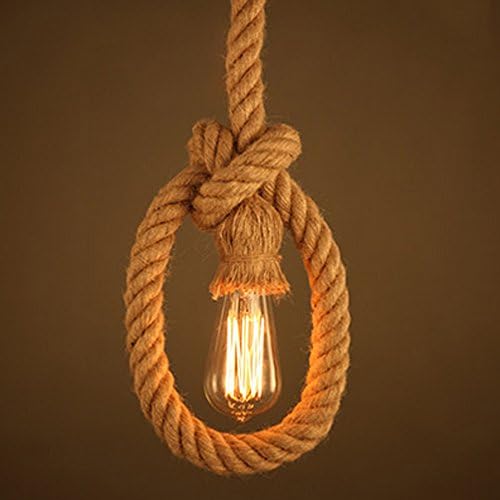 SanKD 1 Light Edison Bulb Retro Rope Lamp Pendant Hand Making (Bulb not Included)