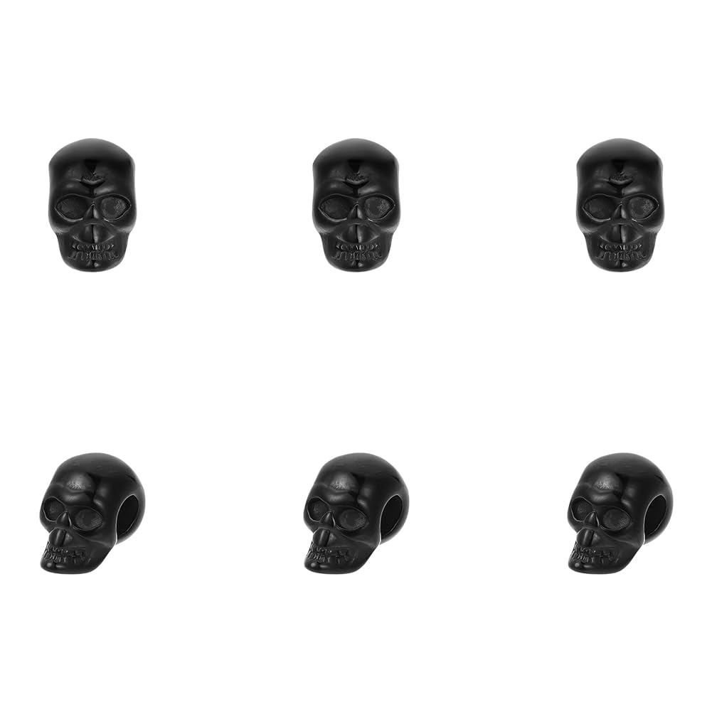 UNICRAFTALE 6pcs 5mm Skull Head Beads 304 Stainless Steel Skull Beads Gunmetal European Beads Large Hole Spacer Beads for DIY Necklace Bracelets Jewelry Making Halloween Decoration 16x9.5x13mm
