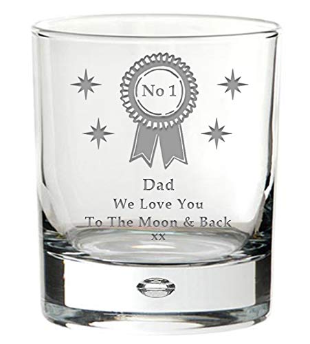 Chris Bag Of Goodies No 1 Dad We Love You to The Moon and Back Engraved Whisky Whiskey Glass Tumbler Gift from Children