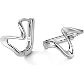 Reffeer Solid 925 Sterling Silver Ocean Wave Hoop Earrings Huggie for Women Teen Girls Minimalist Hoop Earrings Helix Cartilage Hoops