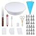 Cake Turntable Cake Decorating kit Supplies - 24 Stainless piping nozzles 1 Icing Spatula 1 Pastry Bag 1 Cake Brush 1 Cake Cutter 1 Cake Pen 3 Cake Scrapers