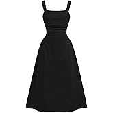 Floerns Girl's Summer Sleeveless Dress Ruched Square Neck A Line Ruffle Midi Dresses