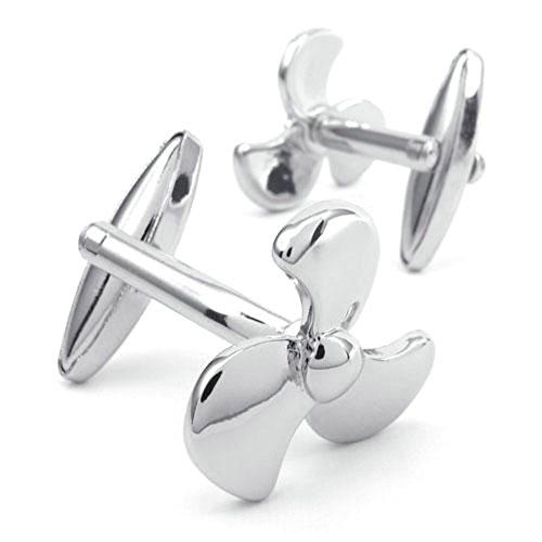 2pcs Classic Screw Propeller Men's Shirts Cufflinks Wedding, Color Silver, 1 Pair Set