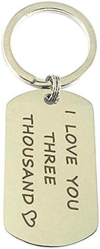 bromrefulgenc Key Chain for Women Girl,Stainless Steel I Love You Three Thousand Letters Keychain Key Ring Holder