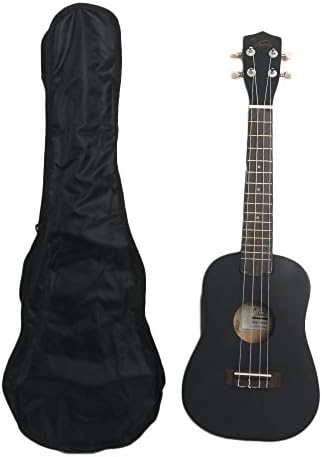 23" Pure Color Rosewood Fingerboard Basswood Concert Beginner Ukulele with Bag (Black)