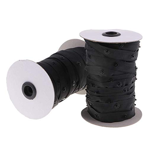 50 Yard Resin Snap Tape fit for Duvet Garment Cushion Covers Strap Fix (Black)