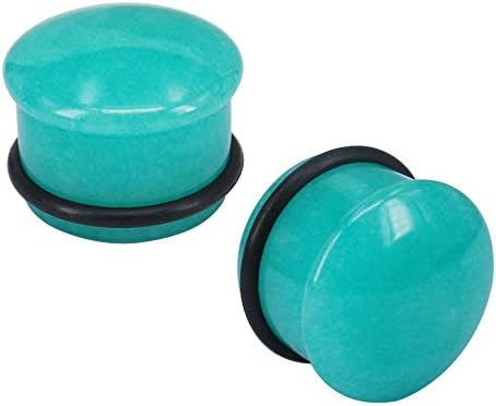 ZeSen JewelAmazonite Natural Stone Mozambique Ear Plug Noble Gauge Single Temperament Flared Tunnel
