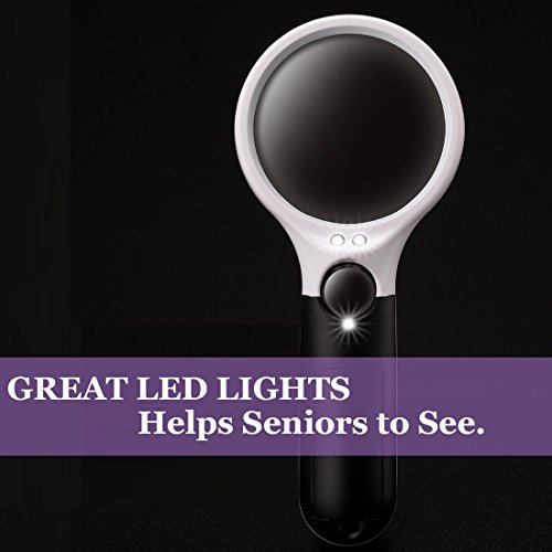 image for Lighted Magnifier Glass Made, Dicfeos Handheld Magnifying Glass with L
