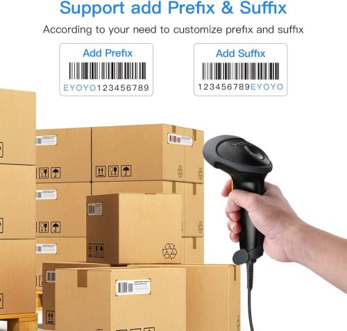 Eyoyo USB 2D Barcode Scanner, Handheld Wired 1D QR PDF417 Data Matrix Bar Code Scanner with USB Cable for Mobile Payment, Convenience Store, Supermarket, Warehouse…