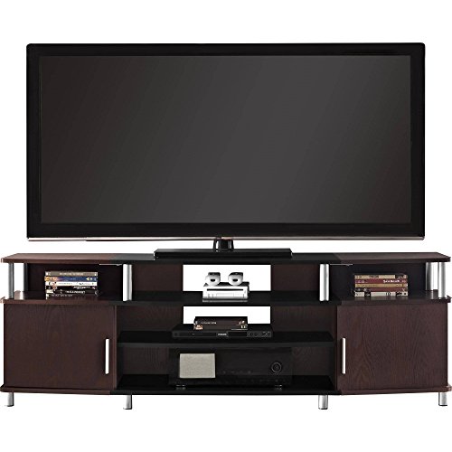 Indoor Carson XL Black and Cherry TV Stand Entertainment Center Media Storage Console Furniture Cabinet Wood Home for TVs up to 70″ Theater Shelf, Dimensions (L x W x H)15.75 x 62.99 x 20.47 Inches