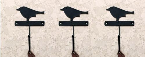 Country Crow Wall Hooks Powder Coated Black Set of 3