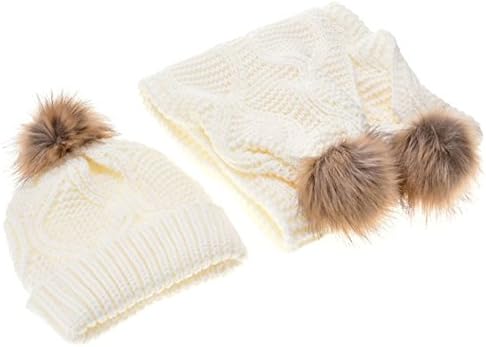 Da Ben Tai Ladies wool knitted scarf / hat two piece set (White)