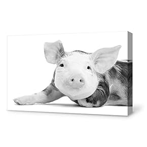 Canvas Wall Art Pretty Pet Pig Canvas Painting Wall Poster Decor for Living Room Framed Home Decorations - 12x18 inches