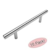 Cosmas 404-030SS True Solid Stainless Steel Construction 3/8 Inch Slim Line Euro Style Cabinet Hardware Bar Handle Pull - 3