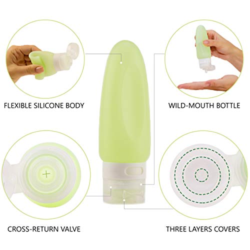 Silicone Travel Bottles Set - TSA Approved Leak Proof Silicone Travel Bottles - 4 Pack/3oz