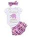 Cute Baby Girl Daddy's Girl Print Bow Romper+Multi-Tulle Ruffle Bowknot Shorts Outfit (0-6 Months, Purple Elephant)
