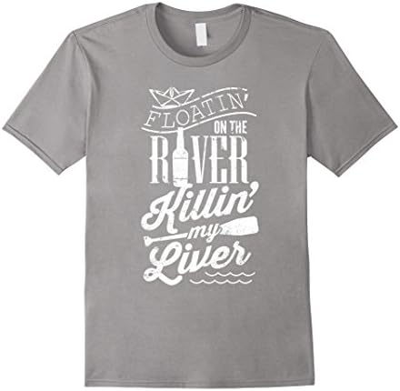 Men's Floatin On The River Killin My Liver Tee Vision T-Shirt XL Slate