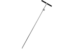 MOKIKUBA 36" Soil Probe Rod with Ground Wire Clamp,Galvanized Per ASTM A153 with Insulated T-Handle,Great for Title Probing,Soil Compaction,Locating Tools,Landscaping and Gardening Tools