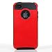 TCD for Apple iPhone 5 5S [RED ON BLACK] Hybrid Rugged Protective Defender Series Combo Case Cover Multiple Layers Shock Ultimate Protection [FREE SCREEN PROTECTOR STYLUS PEN]