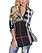 Merdoly Women's Blouse Casual Plaid V Neck 3/4 Sleeve T-shirts Pullover Tops