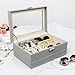 Homde 6 Slots Watch Box Glasses Holder Jewelry Box Gift for Men Women (Gray (Drizzle-Like Grain))