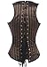 SHAPERX Steel Boned Gothic Stripe Steampunk Tesla Underbust Corset Vest Waist Training Corsets, SZ1833-Brown-XL